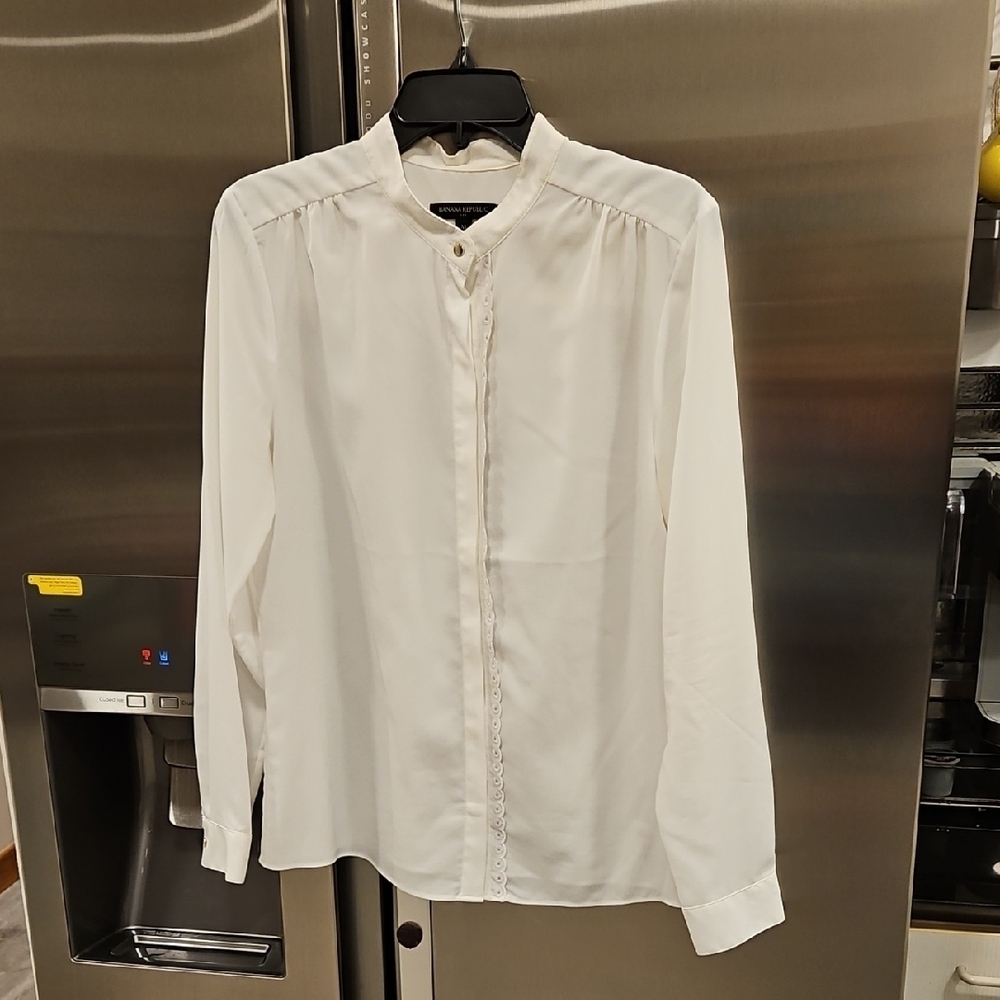 💕BANANA REPUBLIC💕 Button Down Dress Shirt ~ White Medium M NWOT
